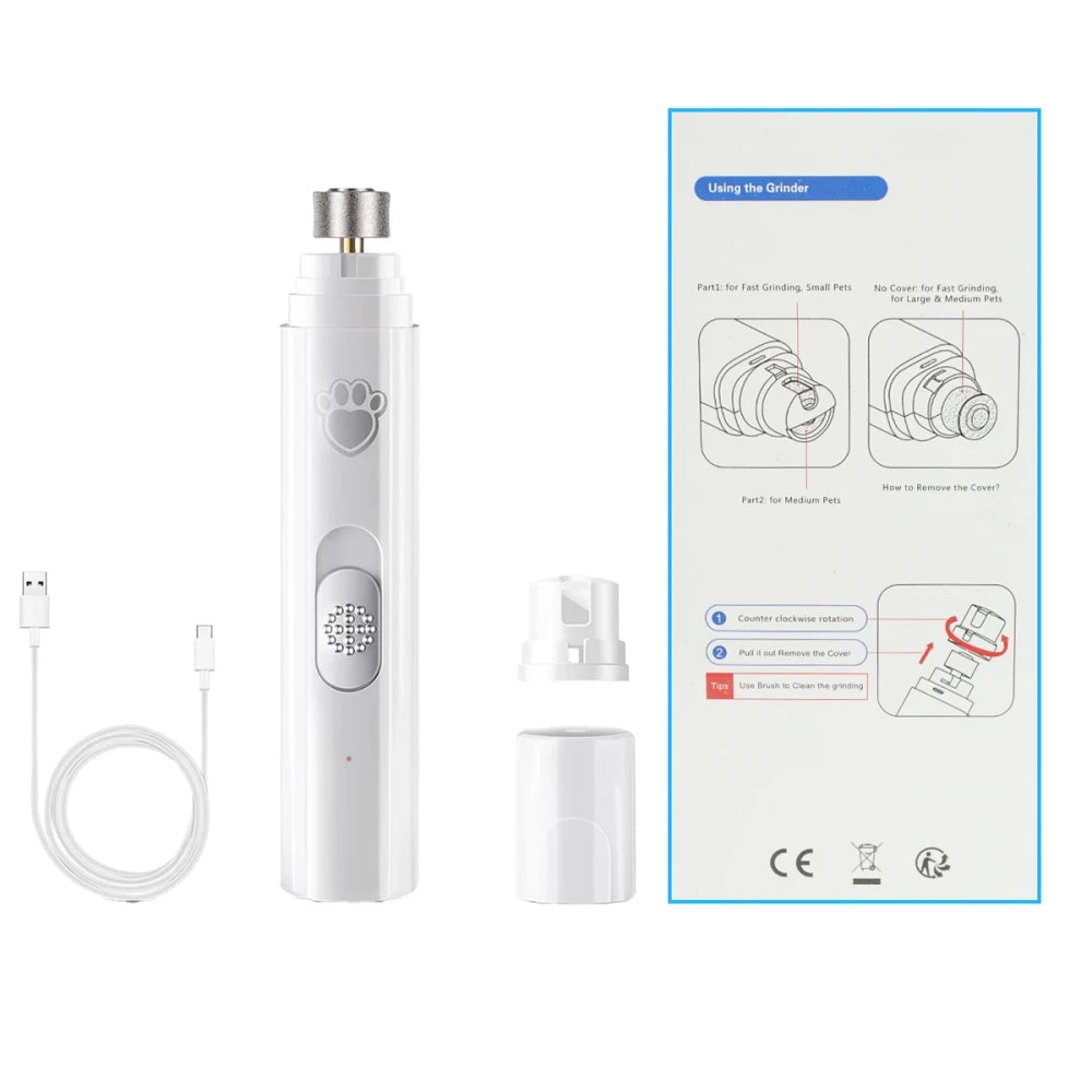 Quiet Electric Dog & Cat Nail Grinder | USB Rechargeable Pet Nail Trimmer