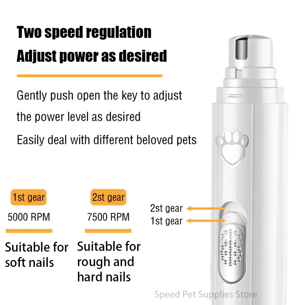 Quiet Electric Dog & Cat Nail Grinder | USB Rechargeable Pet Nail Trimmer