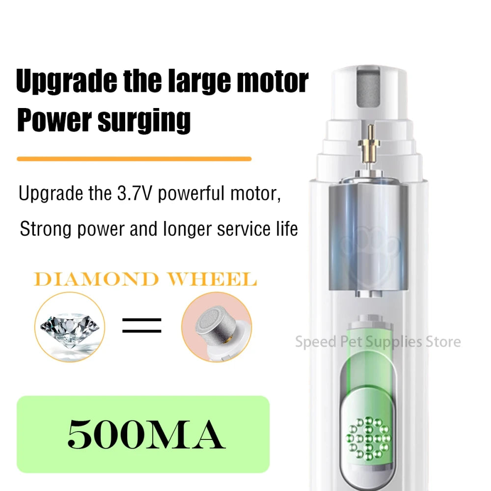 Quiet Electric Dog & Cat Nail Grinder | USB Rechargeable Pet Nail Trimmer