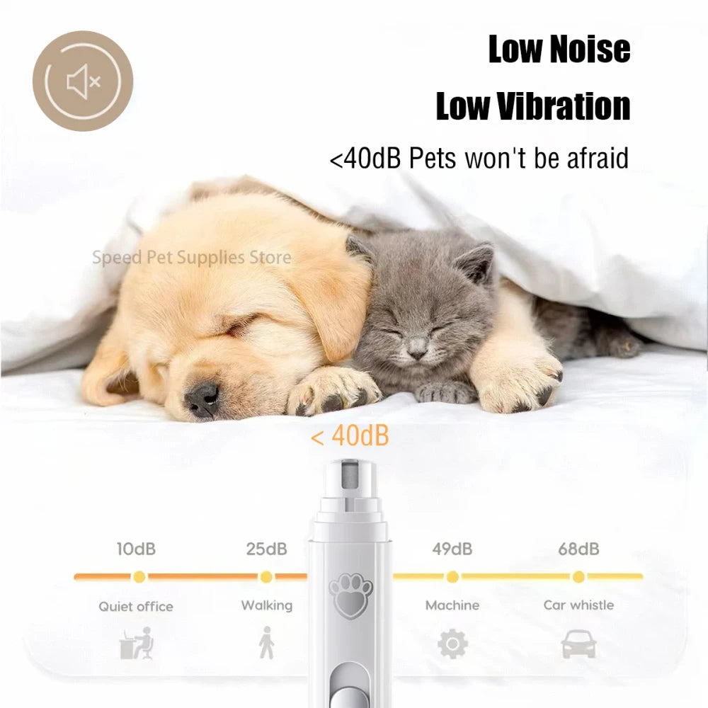 Quiet Electric Dog & Cat Nail Grinder | USB Rechargeable Pet Nail Trimmer