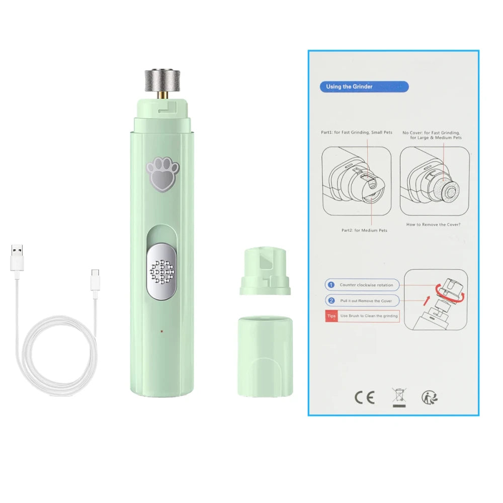 Quiet Electric Dog & Cat Nail Grinder | USB Rechargeable Pet Nail Trimmer