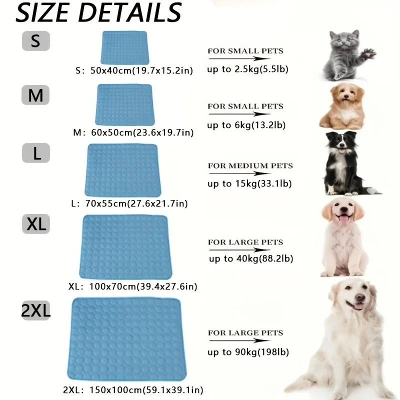 Premium Cooling Mat for Dogs & Cats | Breathable Ice Silk Summer Pet Pad
