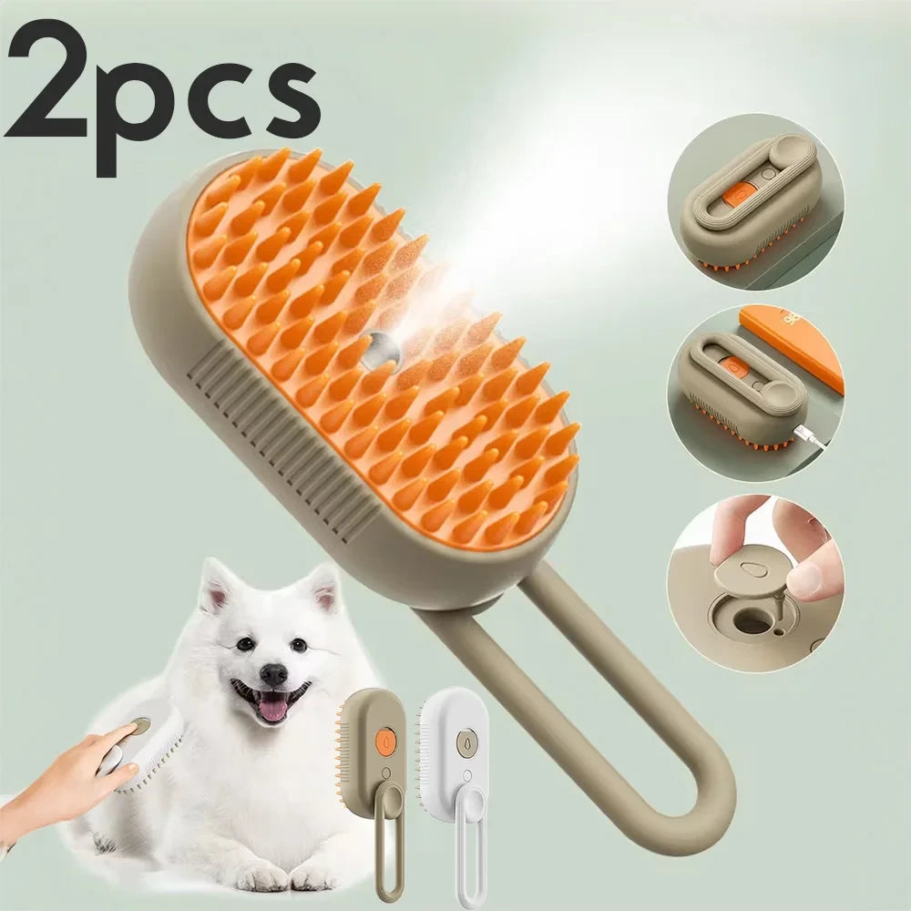 3-in-1 Steam Pet Brush | Deshedding, Detangling & Coat Care Tool for Cats & Dogs
