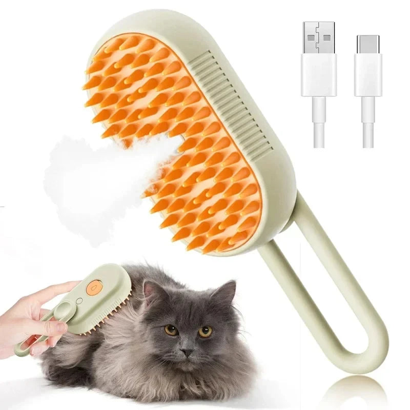 3-in-1 Steam Pet Brush | Deshedding, Detangling & Coat Care Tool for Cats & Dogs