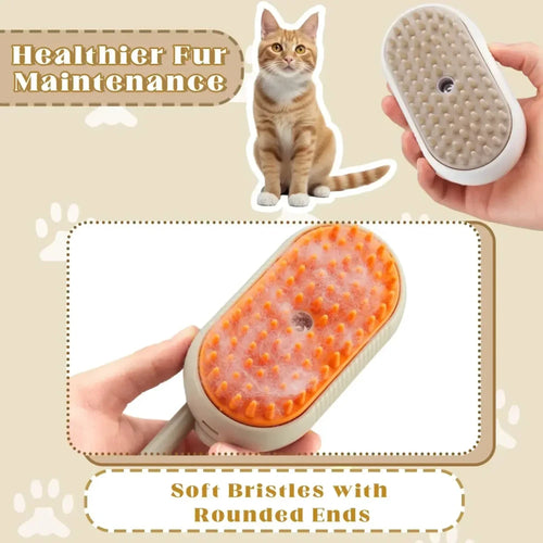 3-in-1 Steam Pet Brush | Deshedding, Detangling & Coat Care Tool for Cats & Dogs